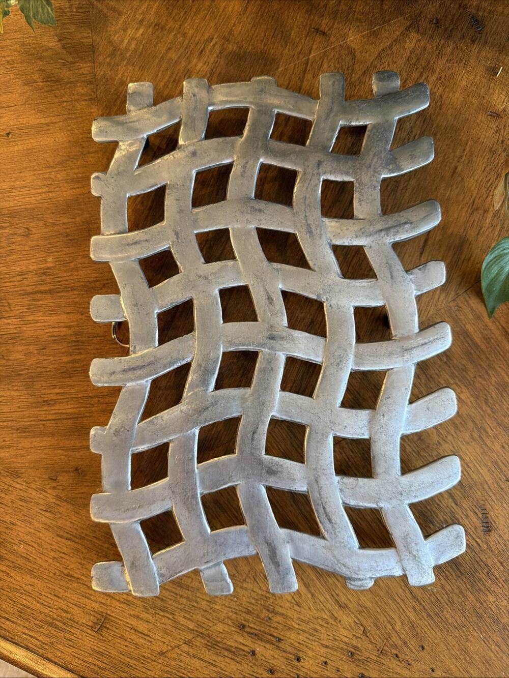 Vintage COPCO Aluminum Cast Trivet / Table Saver Woven Look —7" x 10"